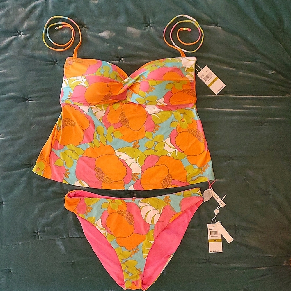 Trina Turk Playa de flor tankini set size 14 NWT